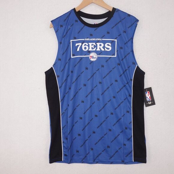 NEW Philadelphia 76ers NBA Authentic Tee Sleeveless Shirt Tank  Logo Men's Small - Picture 1 of 5
